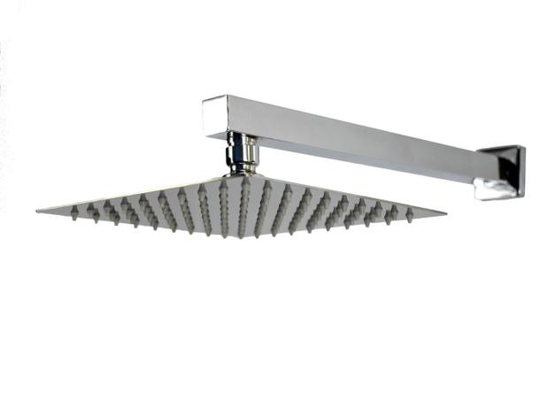 Ducha Chuveiro Inox 20 x 20 cm Slim Com Braço Suporte Parede 36 cm Quadrada - Water Menor preço em Ducha Chuveiro Inox 20 x 20 cm Slim Com Braço Suporte Parede 36 cm Quadrada - Water