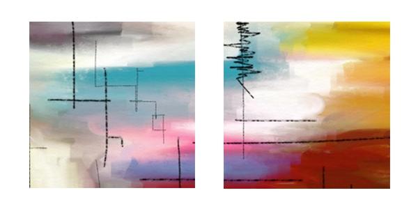 Duo de Quadros Decorativos Canvas p/ Sala Quarto Escritório Abstrato Colors II - Incasa design Menor preço em Duo de Quadros Decorativos Canvas p/ Sala Quarto Escritório Abstrato Colors II - Incasa design