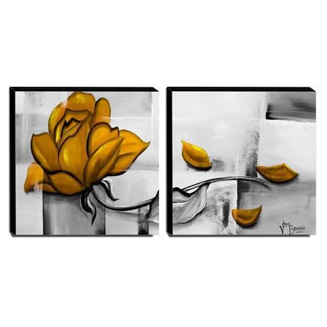 Dupla de Quadros Decorativos Canvas Rosa Amarela 60x60cm Cada-QF3D-60 - Pró Canvas Menor preço em Dupla de Quadros Decorativos Canvas Rosa Amarela 60x60cm Cada-QF3D-60 - Pró Canvas