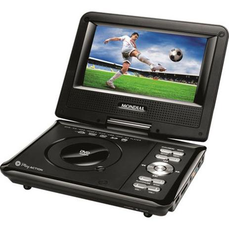 DVD Game Mondial D-08 Portátil Play Action com Tela LCD 7” Entrada USB e SD Função Game Menor preço em DVD Game Mondial D-08 Portátil Play Action com Tela LCD 7” Entrada USB e SD Função Game