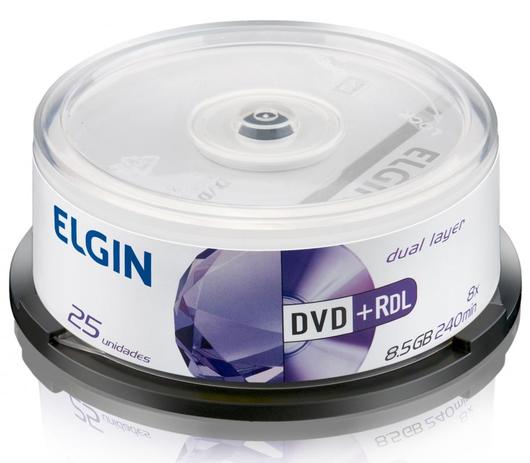 DVD+R DL 8.5GB 8x - Dual Layer - com 25 unidades - Elgin 82095 Menor preço em DVD+R DL 8.5GB 8x - Dual Layer - com 25 unidades - Elgin 82095