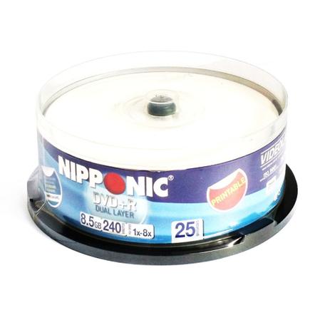 Dvd+r dl 8.5gb 8x nipponic pack com 25 unidades Menor preço em Dvd+r dl 8.5gb 8x nipponic pack com 25 unidades