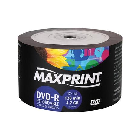 Dvd-R Gravável 4.7 Gb-R 120min 50 Bulk - Max print Menor preço em Dvd-R Gravável 4.7 Gb-R 120min 50 Bulk - Max print