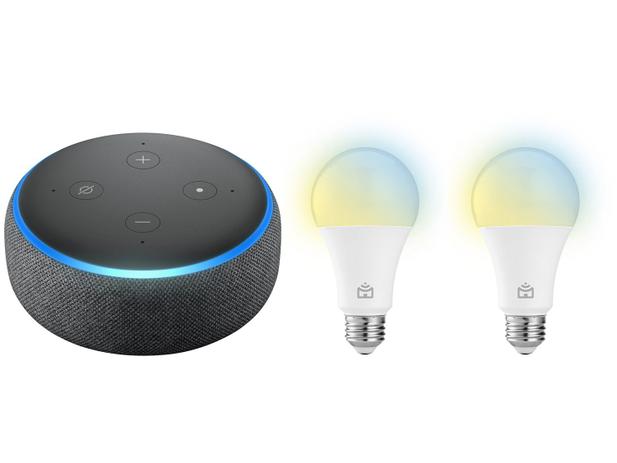 Echo Dot 3ª Geração Smart Speaker com Alexa - Amazon + 2 Lâmpadas Inteligentes Positivo LED 9W Menor preço em Echo Dot 3ª Geração Smart Speaker com Alexa - Amazon + 2 Lâmpadas Inteligentes Positivo LED 9W