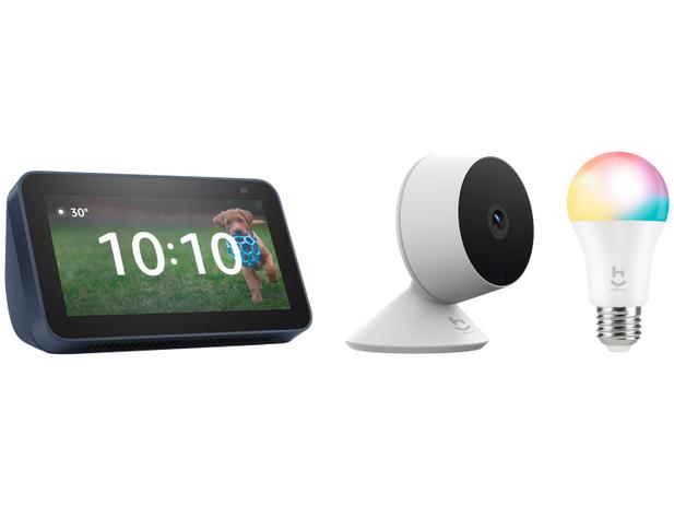 Echo Show 5 Smart Speaker com Alexa + Câmera - Inteligente Wi-Fi Geonav + Lâmpada Smart Bulbo 9W Menor preço em Echo Show 5 Smart Speaker com Alexa + Câmera - Inteligente Wi-Fi Geonav + Lâmpada Smart Bulbo 9W
