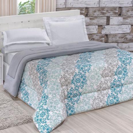 Edredom Casal Queen Quality Estampado Dupla Face 100% Algodão Fio Penteado 1 Peça - Cinza - Bia Enxovais Menor preço em Edredom Casal Queen Quality Estampado Dupla Face 100% Algodão Fio Penteado 1 Peça - Cinza - Bia Enxovais