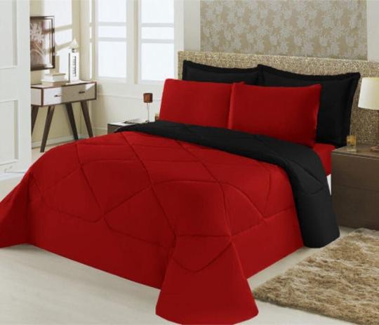 Edredom Flamengo Casal Preto/Vermelho 01 Peça Dupla Face Poliéster - DecoraLar Menor preço em Edredom Flamengo Casal Preto/Vermelho 01 Peça Dupla Face Poliéster - DecoraLar