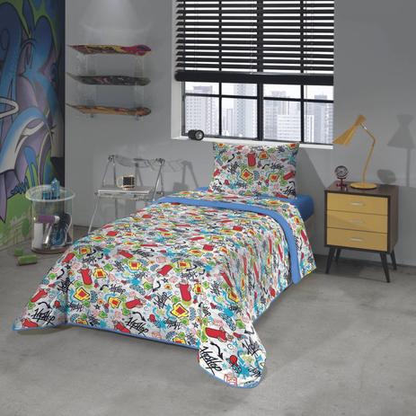 Edredom Infantil Graffiti Algodão 1 Peça 220cmx150cm Lepper Colorido é boa?