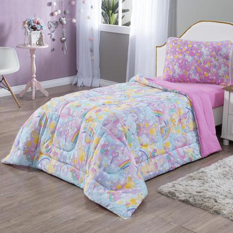 Edredom Kids Unicornios Malha Solteiro Dupla Face - Dourados enxovais Menor preço em Edredom Kids Unicornios Malha Solteiro Dupla Face - Dourados enxovais