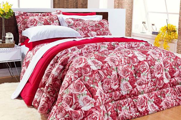 Edredom King Coleção Safari 100 Algodão Malha Penteada - Vermelho Floral - Bernadete casa Menor preço em Edredom King Coleção Safari 100 Algodão Malha Penteada - Vermelho Floral - Bernadete casa