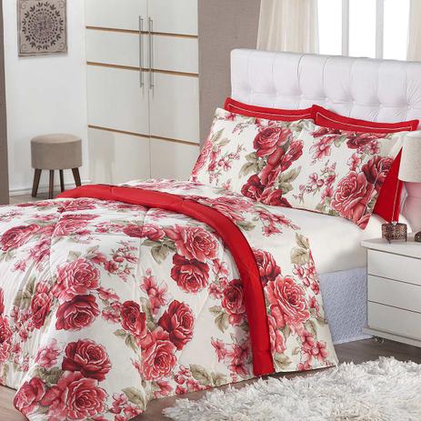 Edredom Lérida Vermelho Casal 03 Peças Dupla Face 120 Fios - Dourados enxovais Menor preço em Edredom Lérida Vermelho Casal 03 Peças Dupla Face 120 Fios - Dourados enxovais