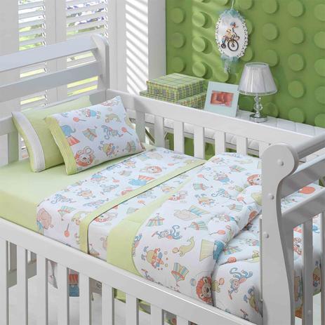 Edredom Produttex Baby Malha Circus Estampado Dupla Face Verde - Vivatex Menor preço em Edredom Produttex Baby Malha Circus Estampado Dupla Face Verde - Vivatex