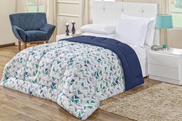 Edredom Quality Casal King Malha 100 Algodão Geométrico Azul - Home fernandes Menor preço em Edredom Quality Casal King Malha 100 Algodão Geométrico Azul - Home fernandes
