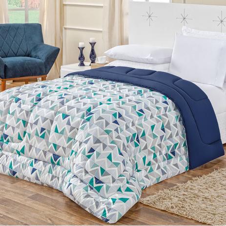 Edredom Quality Geométrico Azul Malha 100% Algodão King Dupla Face - Dourados enxovais Menor preço em Edredom Quality Geométrico Azul Malha 100% Algodão King Dupla Face - Dourados enxovais