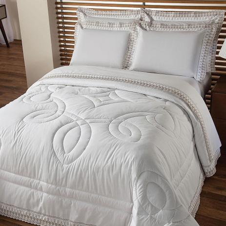 Edredom Queen 230 Fios Luxury Com Renda Branco Plumasul Menor