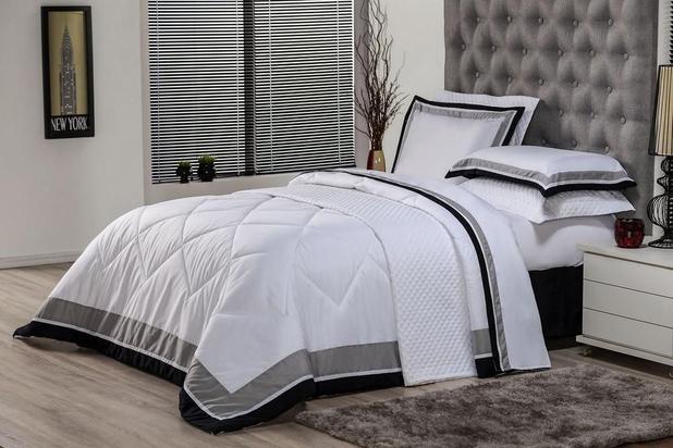 Edredom Queen Soft Comfort Branco e Cinza - Plumasul Menor preço em Edredom Queen Soft Comfort Branco e Cinza - Plumasul