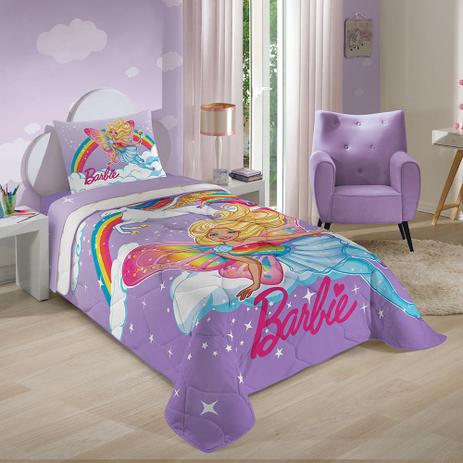 Edredom Solteiro Barbie Reinos Mágicos 1,50 m x 2,00 m Lilás - Lepper Menor preço em Edredom Solteiro Barbie Reinos Mágicos 1,50 m x 2,00 m Lilás - Lepper
