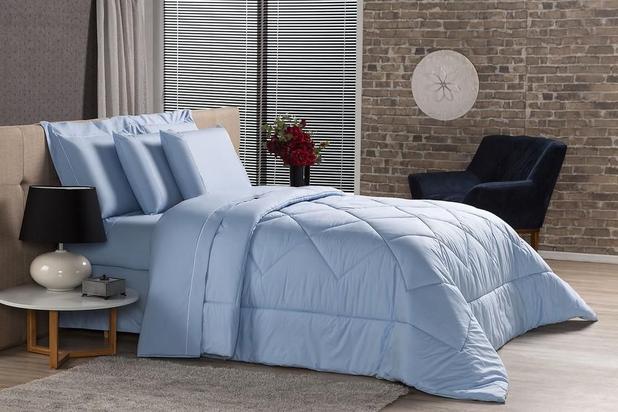 Edredom Solteiro Premium Azul - Plumasul Menor preço em Edredom Solteiro Premium Azul - Plumasul
