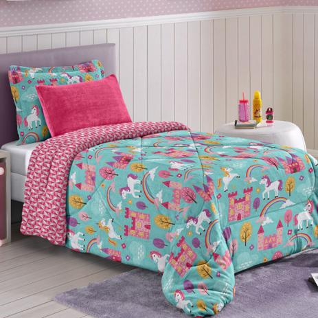Edredom Unicórnio Plush Kids Dream Solteiro Dupla Face Hedrons Menor preço em Edredom Unicórnio Plush Kids Dream Solteiro Dupla Face Hedrons