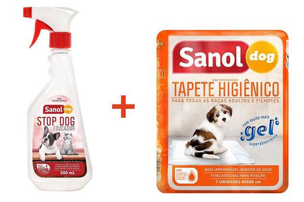 Educador Sanitário Canino Stop Dog + Tapete Higiênico para Cães Sanol 7 unidades Menor preço em Educador Sanitário Canino Stop Dog + Tapete Higiênico para Cães Sanol 7 unidades