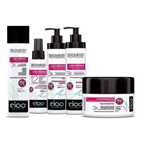 Eico Kit Liso Mágico Shampoo + Condicionador + Máscara + Spray + Selagem Menor preço em Eico Kit Liso Mágico Shampoo + Condicionador + Máscara + Spray + Selagem