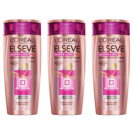 Elseve Quera Liso Reconstrução Shampoo 200ml (Kit C/03) Menor preço em Elseve Quera Liso Reconstrução Shampoo 200ml (Kit C/03)