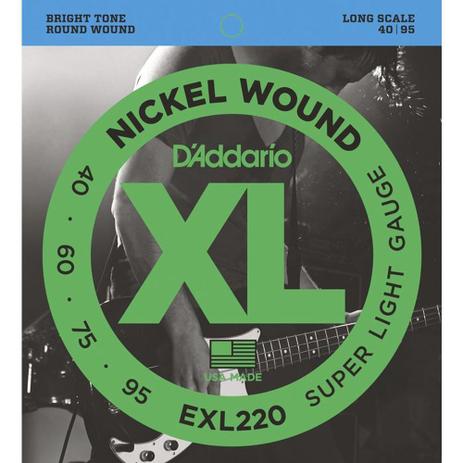Encordoamento D'Addario P/ BAIXO 4C EXL220 40/95 - EC0075 Menor preço em Encordoamento D'Addario P/ BAIXO 4C EXL220 40/95 - EC0075