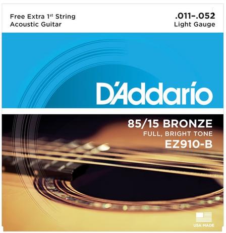 Menor preço em Encordoamento D'Addario P/ Violão Aço Light EZ910-B 11/52 - EC0089