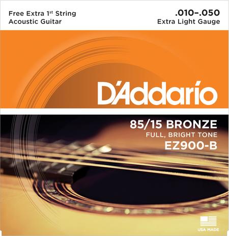 Encordoamento Daddario 010 Violão Aço EZ900-B Bronze 85/15 + Mi Extra Menor preço em Encordoamento Daddario 010 Violão Aço EZ900-B Bronze 85/15 + Mi Extra