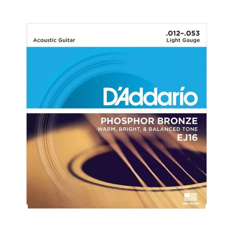 Encordoamento DAddario P/ Violão Aço Phosphor Bronze EJ16 12/53 - EC0061 Menor preço em Encordoamento DAddario P/ Violão Aço Phosphor Bronze EJ16 12/53 - EC0061