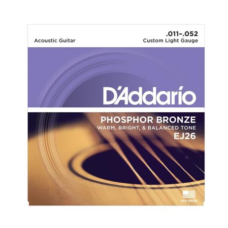 Encordoamento DAddario P/ Violão Aço Phosphor Bronze EJ26 11/52 - EC0147 Menor preço em Encordoamento DAddario P/ Violão Aço Phosphor Bronze EJ26 11/52 - EC0147