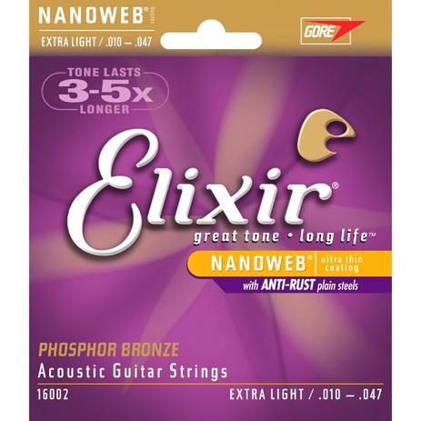 Encordoamento ELIXIR Violão Aço Fósforo Bronze 010 Extra Light 16002 Menor preço em Encordoamento ELIXIR Violão Aço Fósforo Bronze 010 Extra Light 16002