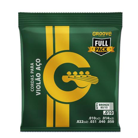 Encordoamento Groove P/ Violão Aço GFP3 Full Package 0.10/0.50 - EC0354 Menor preço em Encordoamento Groove P/ Violão Aço GFP3 Full Package 0.10/0.50 - EC0354