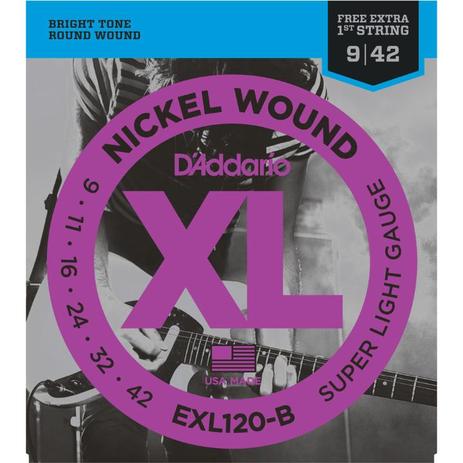 Encordoamento Guitarra DAddario 009-042 EXL120-B Super Light Corda Extra - Daddario Menor preço em Encordoamento Guitarra DAddario 009-042 EXL120-B Super Light Corda Extra - Daddario