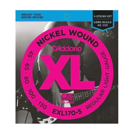 Encordoamento para baixo elétrico 5cordas exl170-5 regular light/escala longa .045.065.080.100.130 - D”addario Menor preço em Encordoamento para baixo elétrico 5cordas exl170-5 regular light/escala longa .045.065.080.100.130 - D”addario