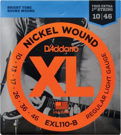 Encordoamento para guitarra - exl110-b 6 cordas regular light .010-.046 - corda mi extra - D”addario Menor preço em Encordoamento para guitarra - exl110-b 6 cordas regular light .010-.046 - corda mi extra - D”addario