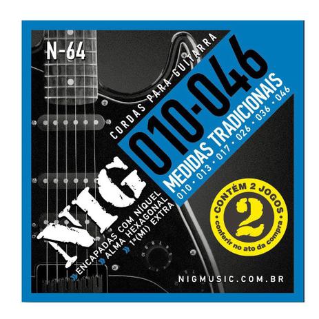 Encordoamento Para Guitarra Nig N64 Com Dois Jogos 0.10 Menor preço em Encordoamento Para Guitarra Nig N64 Com Dois Jogos 0.10