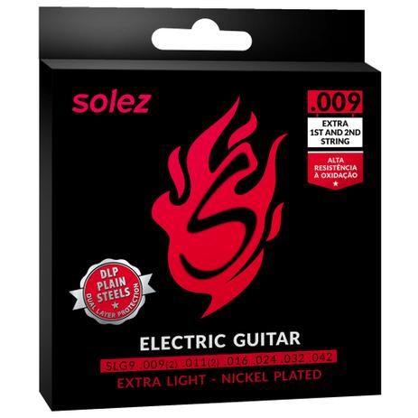 Encordoamento Para Guitarra Solez 009 - 042 SLG9 + 2 Cordas Extras Menor preço em Encordoamento Para Guitarra Solez 009 - 042 SLG9 + 2 Cordas Extras