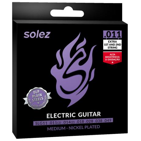 Encordoamento Para Guitarra Solez 011 - 049 SLG11 + 2 Cordas Extras Menor preço em Encordoamento Para Guitarra Solez 011 - 049 SLG11 + 2 Cordas Extras