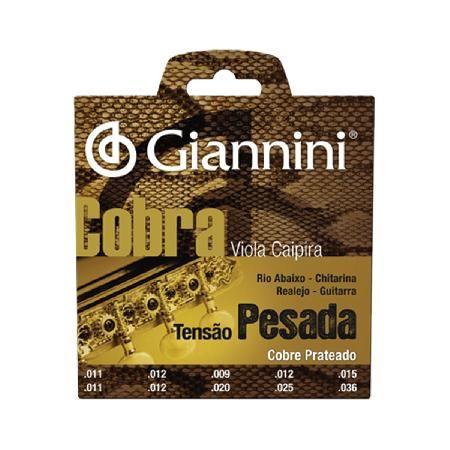 Encordoamento para viola aço prateado tensão pesada série cobra gesvp - Giannini Menor preço em Encordoamento para viola aço prateado tensão pesada série cobra gesvp - Giannini