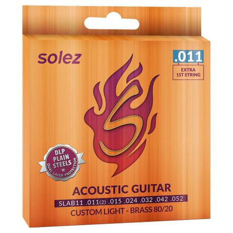 Encordoamento para Violão Aço 0,11 Brass SLAB11 SOLEZ Menor preço em Encordoamento para Violão Aço 0,11 Brass SLAB11 SOLEZ