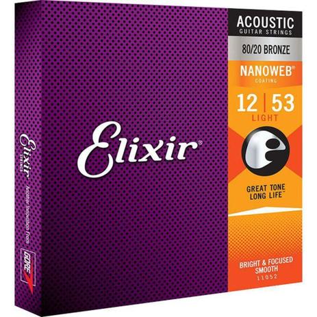 Encordoamento para Violão em Aço .012 Light Nanoweb ELIXIR Menor preço em Encordoamento para Violão em Aço .012 Light Nanoweb ELIXIR