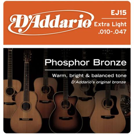 Encordoamento Phosphor Bronze 010 Para Violão EJ-15 - DAddario - D addario Menor preço em Encordoamento Phosphor Bronze 010 Para Violão EJ-15 - DAddario - D addario