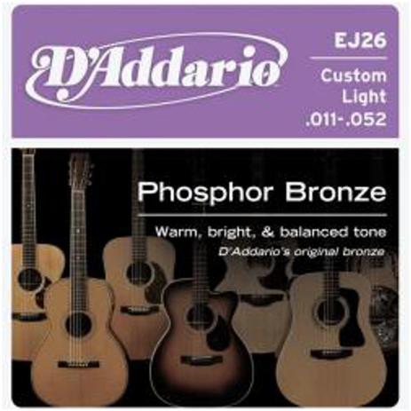 Encordoamento Phosphor Bronze 011 Para Violão EJ-26 AC - DAddario - D addario Menor preço em Encordoamento Phosphor Bronze 011 Para Violão EJ-26 AC - DAddario - D addario