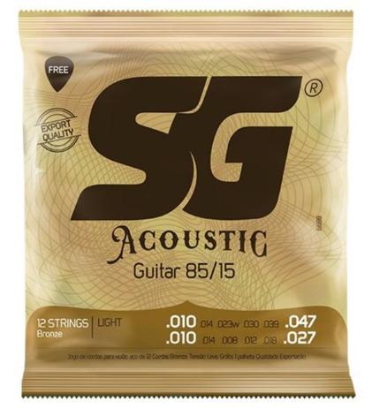 Encordoamento Violão 12 Cordas Aço 010 Sg 6688 Palheta Menor preço em Encordoamento Violão 12 Cordas Aço 010 Sg 6688 Palheta