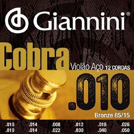 Encordoamento Violão 12 Cordas Aço Cobra Giannini Menor preço em Encordoamento Violão 12 Cordas Aço Cobra Giannini