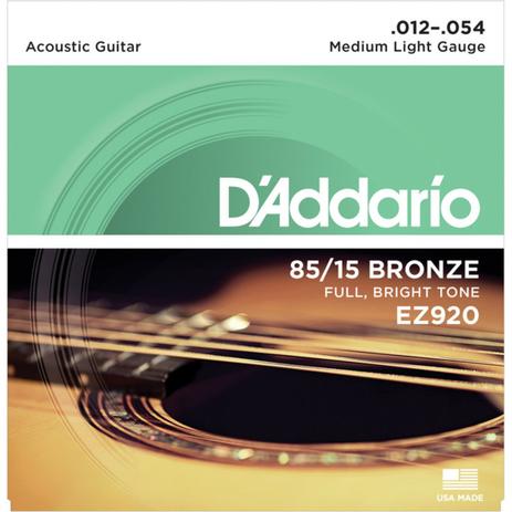 Encordoamento Violão Aço 0.12 Medio Light Daddario EZ920 Menor preço em Encordoamento Violão Aço 0.12 Medio Light Daddario EZ920
