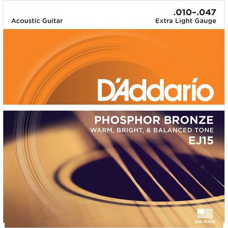 Encordoamento Violão Aço Daddario Ej15 Fósforo Bronze 010 Menor preço em Encordoamento Violão Aço Daddario Ej15 Fósforo Bronze 010
