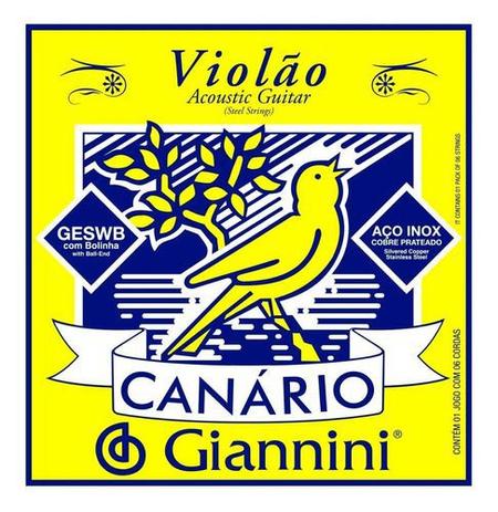 Encordoamento Violão Aço Inox Jogo C/6 Giannini Canario Novo Menor preço em Encordoamento Violão Aço Inox Jogo C/6 Giannini Canario Novo