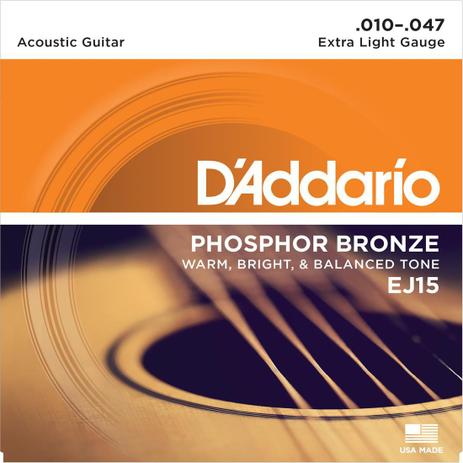 Encordoamento Violao Daddario EJ15 .010-.047 Aco Menor preço em Encordoamento Violao Daddario EJ15 .010-.047 Aco